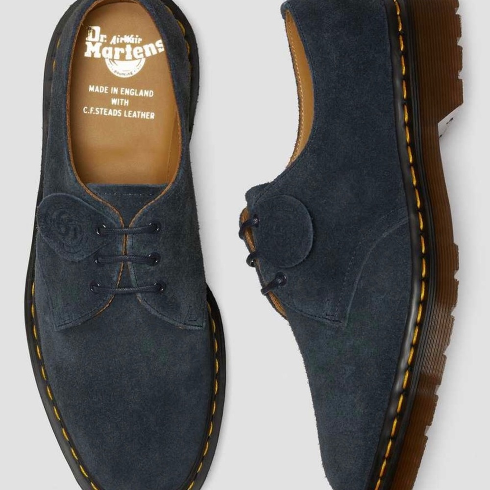 Dr. Martens Blue Suede Oxford Shoes